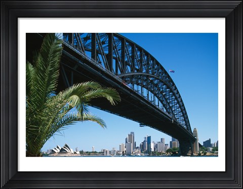 Framed Low angle view of a bridge, Sydney Harbor Bridge, Sydney, New South Wales, Australia Print