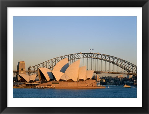 Framed Sydney Opera House in front of the Sydney Harbor Bridge, Sydney, Australia Print