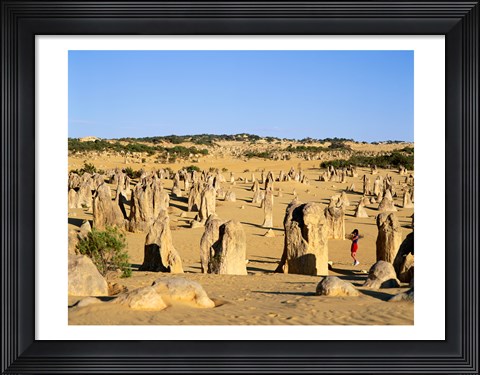 Framed Rock formations in the desert, The Pinnacles Desert, Nambung National Park, Australia Print