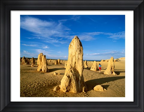 Framed Rock formations in the desert, The Pinnacles Desert, Nambung National Park, Australia Print