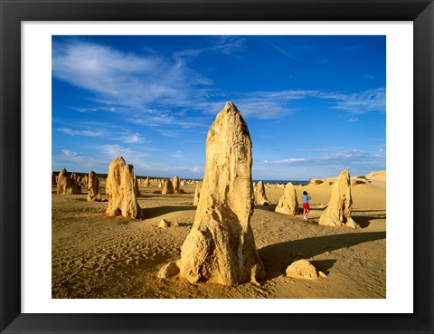 Framed Rock formations in the desert, The Pinnacles Desert, Nambung National Park, Australia Print