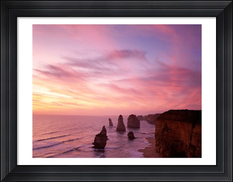 Framed High angle view of rock formations, Twelve Apostles, Port Campbell National Park, Australia Print