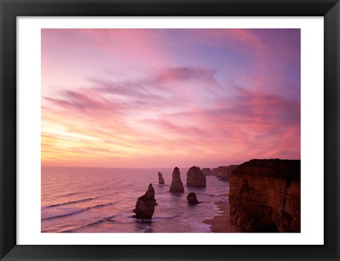 Framed High angle view of rock formations, Twelve Apostles, Port Campbell National Park, Australia Print