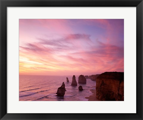 Framed High angle view of rock formations, Twelve Apostles, Port Campbell National Park, Australia Print