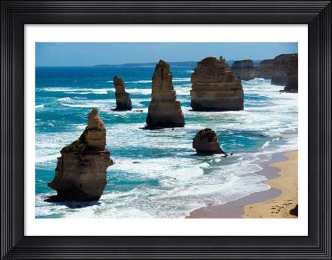 Framed Rock formations on the coast, Twelve Apostles, Port Campbell National Park, Victoria, Australia Print