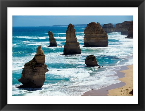 Framed Rock formations on the coast, Twelve Apostles, Port Campbell National Park, Victoria, Australia Print