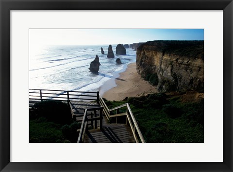 Framed High angle view of rocks on the beach, Twelve Apostles, Port Campbell National Park, Victoria, Australia Print