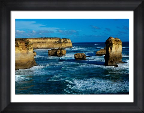 Framed High angle view of rocks in the sea, Twelve Apostles, Port Campbell National Park, Victoria, Australia Print