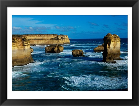 Framed High angle view of rocks in the sea, Twelve Apostles, Port Campbell National Park, Victoria, Australia Print