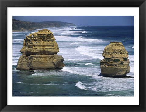 Framed Sea stacks at the Port Campbell National Park, Victoria, Australia Print
