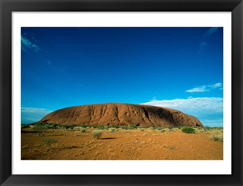 Framed Rock formation on a landscape, Ayers Rock, Uluru-Kata Tjuta National Park, Northern Territory, Australia Print