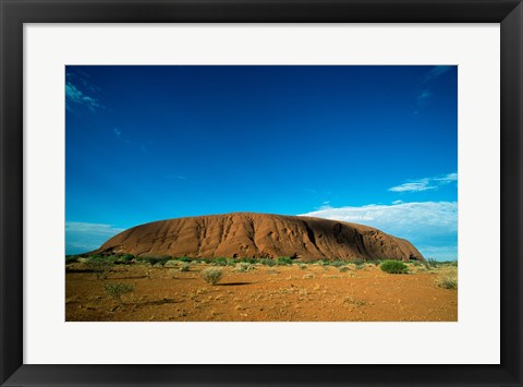 Framed Rock formation on a landscape, Ayers Rock, Uluru-Kata Tjuta National Park, Northern Territory, Australia Print