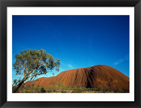 Framed Rock formation on a landscape, Ayers Rock, Uluru-Kata Tjuta National Park, Northern Territory, Australia Print