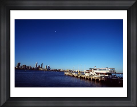 Framed Ferry docked in a harbor, Perth, Australia Print