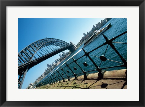 Framed Low angle view of a bridge at a harbor, Sydney Harbor Bridge, Sydney, New South Wales, Australia Print