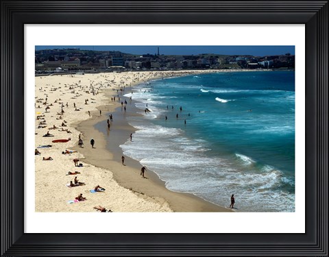 Framed High angle view of tourists on the beach, Sydney, New South Wales, Australia Print