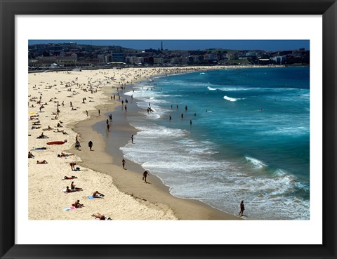 Framed High angle view of tourists on the beach, Sydney, New South Wales, Australia Print