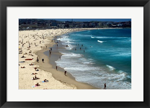 Framed High angle view of tourists on the beach, Sydney, New South Wales, Australia Print