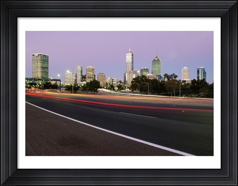 Framed Streaks of light on a road, Perth, Australia Print