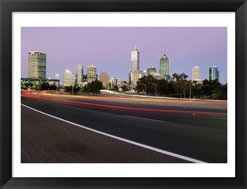 Framed Streaks of light on a road, Perth, Australia Print