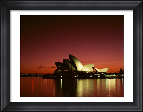 Framed Opera house lit up at night, Sydney Opera House, Sydney, Australia Print