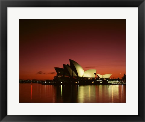 Framed Opera house lit up at night, Sydney Opera House, Sydney, Australia Print