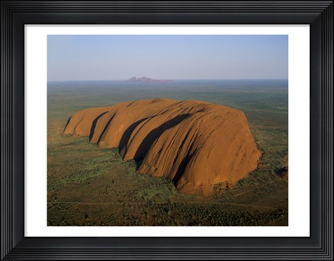 Framed Aerial view of a rock formation. Ayers Rock, Uluru-Kata Tjuta National Park, Australia Print