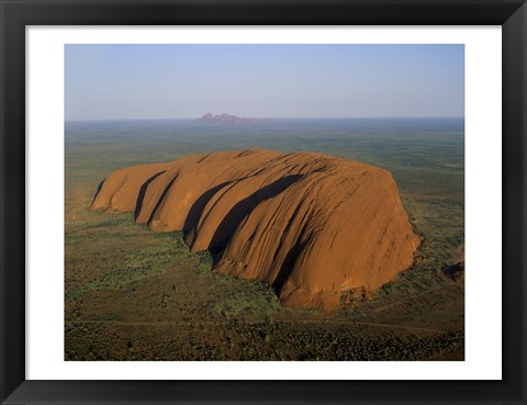 Framed Aerial view of a rock formation. Ayers Rock, Uluru-Kata Tjuta National Park, Australia Print