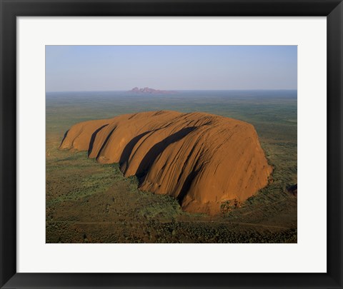 Framed Aerial view of a rock formation. Ayers Rock, Uluru-Kata Tjuta National Park, Australia Print