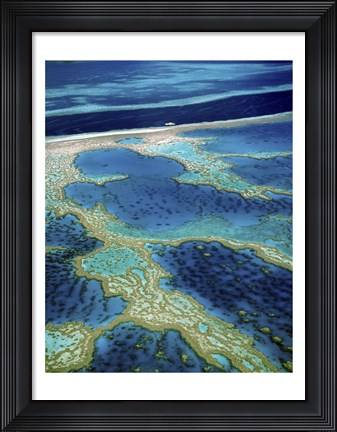 Framed Aerial view of a coastline, Great Barrier Reef, Australia Print