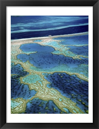 Framed Aerial view of a coastline, Great Barrier Reef, Australia Print