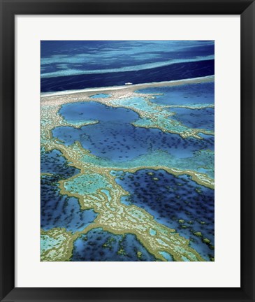 Framed Aerial view of a coastline, Great Barrier Reef, Australia Print