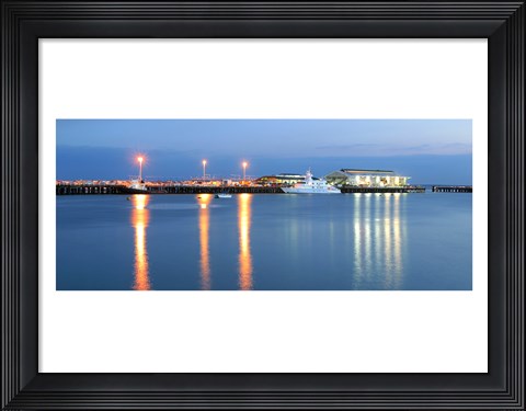 Framed Buildings lit up at dusk, Darwin Wharf Precinct, Darwin, Australia Print