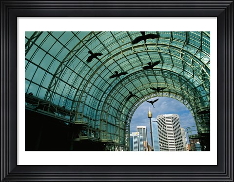 Framed Low angle view of sculptures of birds in a shopping mall Print