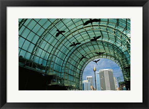 Framed Low angle view of sculptures of birds in a shopping mall Print
