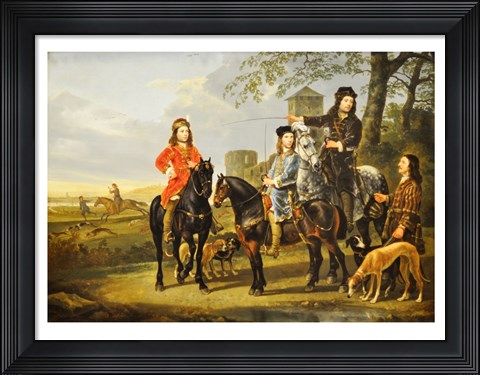 Framed Aelbert Cuyp, Starting For  the Hunt Crop Print