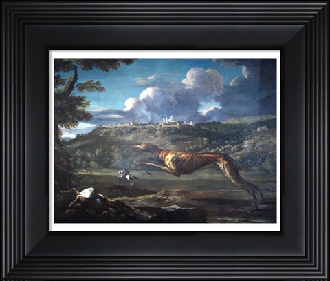 Framed Pace, Michelangelo, Greyhound, rabbit, and the Castle of Ariccia Print