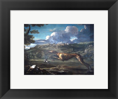 Framed Pace, Michelangelo, Greyhound, rabbit, and the Castle of Ariccia Print