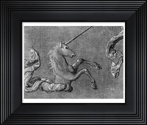 Framed Baldung Unicorn Study Print