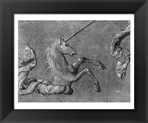 Framed Baldung Unicorn Study Print