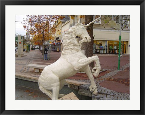 Framed Unicorn Statue Print