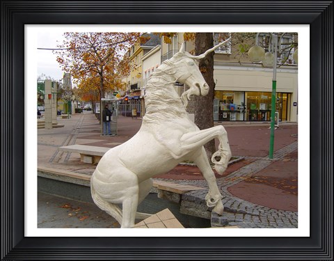 Framed Unicorn Statue Print