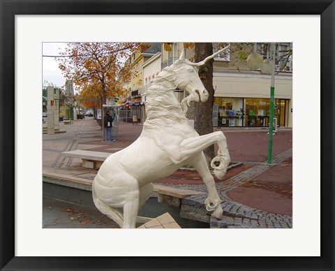 Framed Unicorn Statue Print