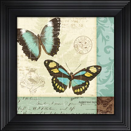Framed Butterfly Patchwork II Print
