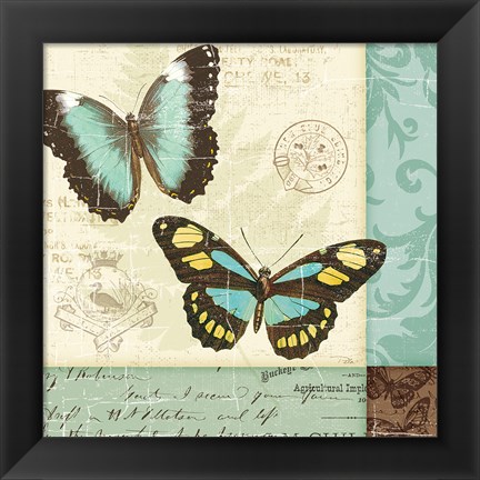 Framed Butterfly Patchwork II Print