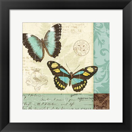 Framed Butterfly Patchwork II Print