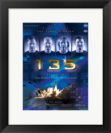 Framed NASA STS-135 Official Mission Poster Print
