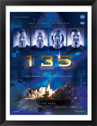 Framed NASA STS-135 Official Mission Poster Print