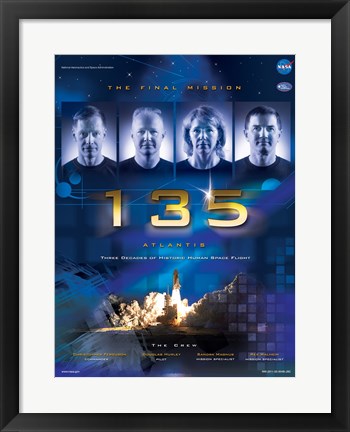 Framed NASA STS-135 Official Mission Poster Print