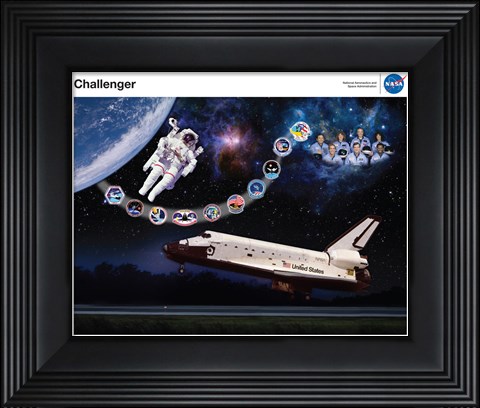 Framed Space Shuttle Challenger Tribute Poster Print